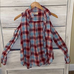 Hollister plaid flannel with open shoulders